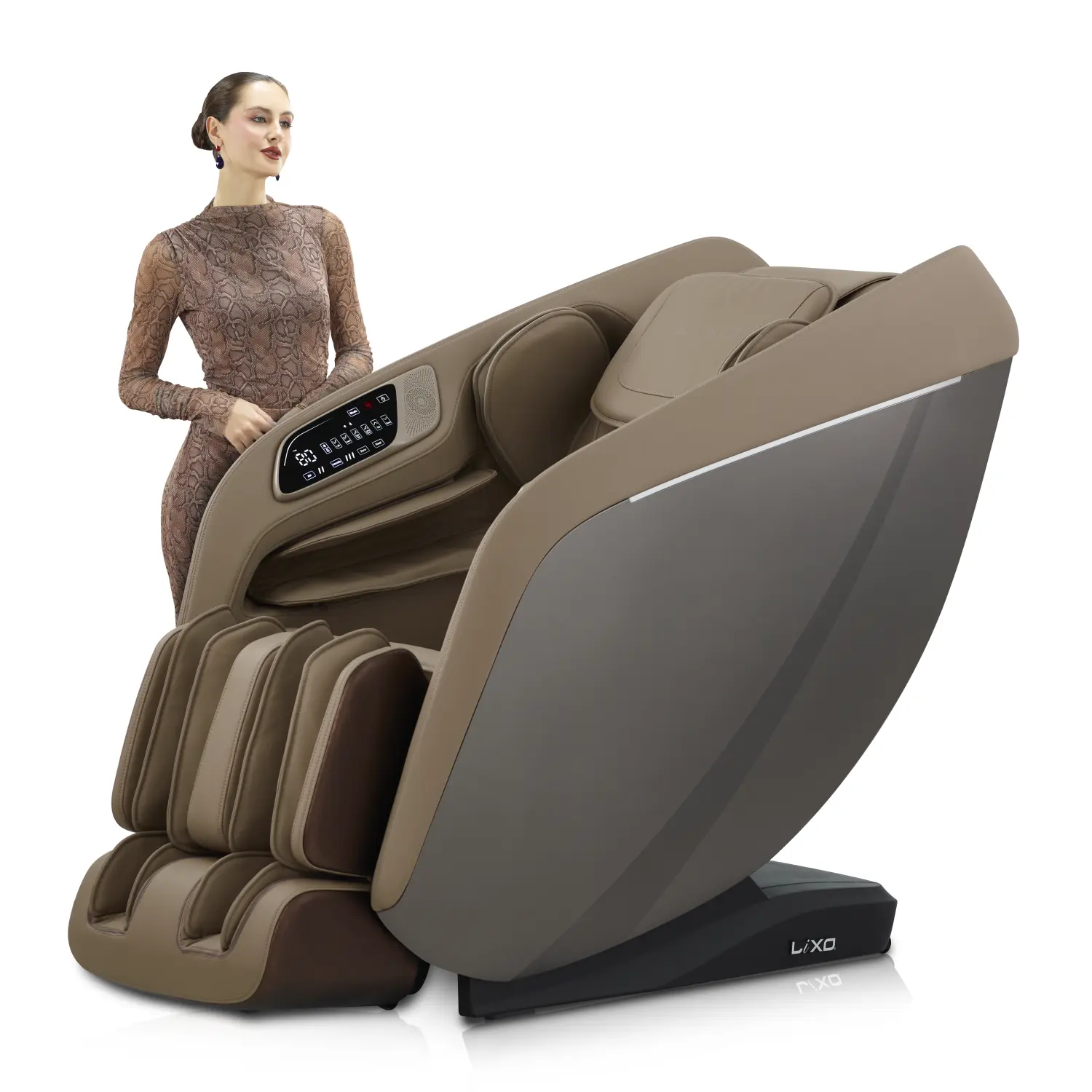 Lixo LI5333 massage chair in luxury penthouse with city skyline view