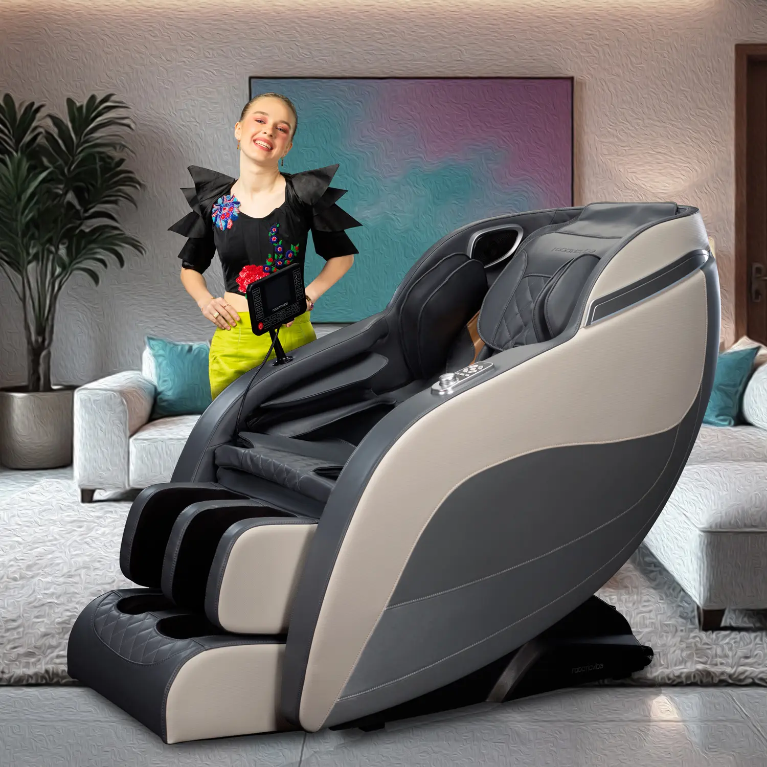 RoboticVibe Massage Chair - RV2020 White - Image 7